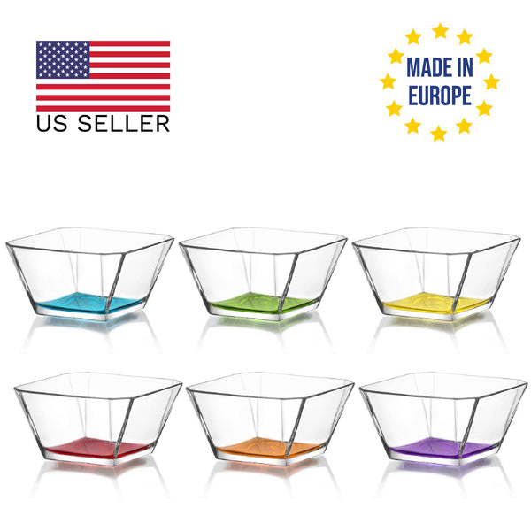 Karen Small Glass Bowl Set with Painted Base, 6 Pcs, 10.2 Oz