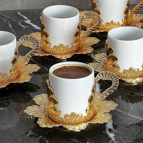 Handmade Fancy Coffee Cup Set of 6, 4 Oz (118 ml)