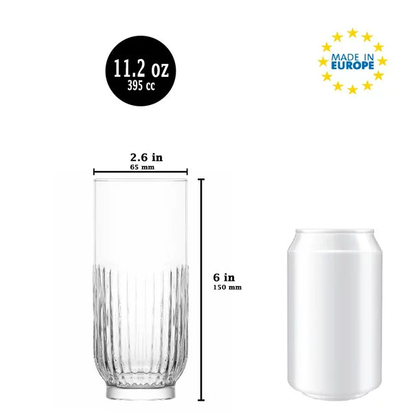 Lav Highball Drinking Glass Set of 6, 13.25 oz