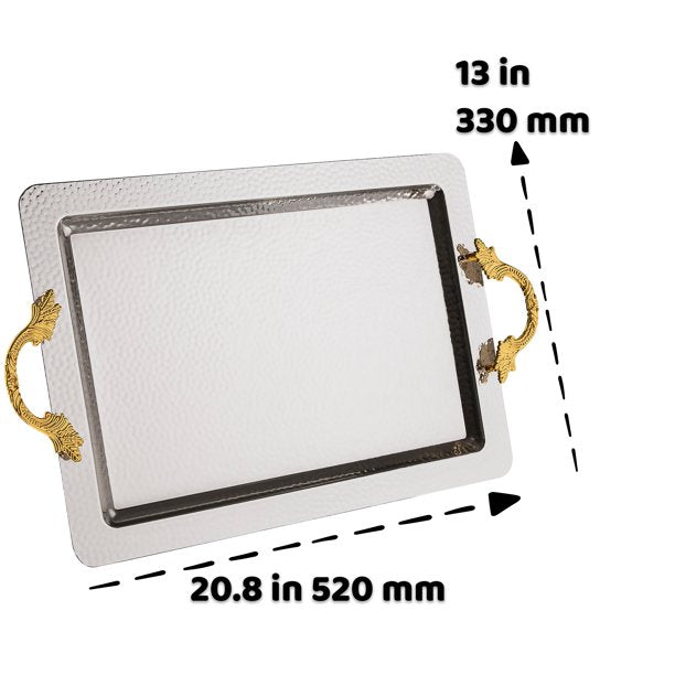 Metal Rectangle Presentation Tray, Silver, 20.8 in