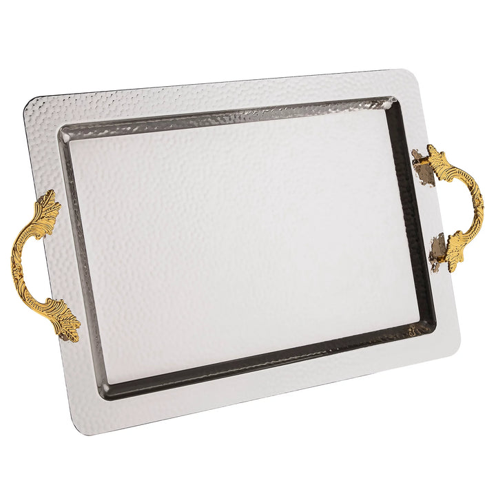 Metal Rectangle Presentation Tray, Silver, 20.8 in