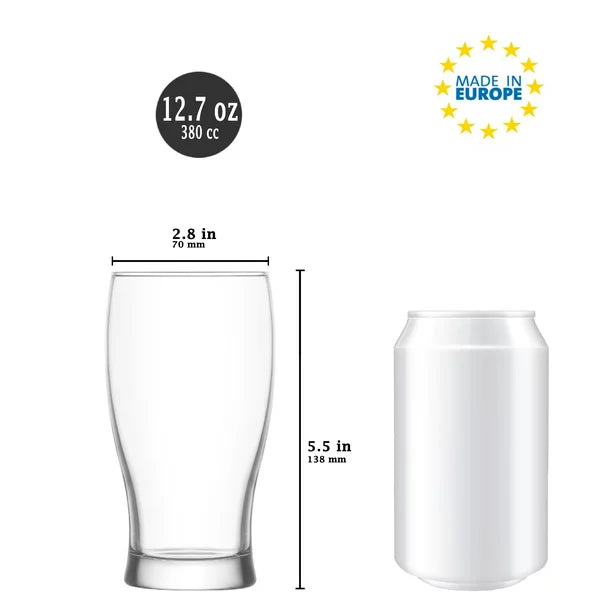 Lav Clear Pilsner Beer Glasses Set of 6, 12.75 oz