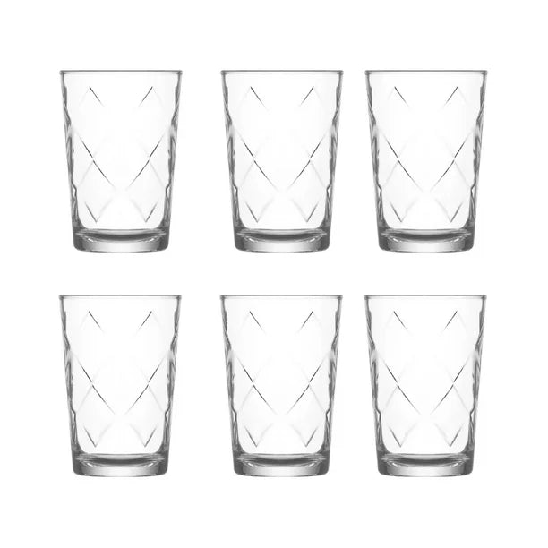 Lav Mevsim Water Glass Set of 6,Textured Glassware Set, 7 oz