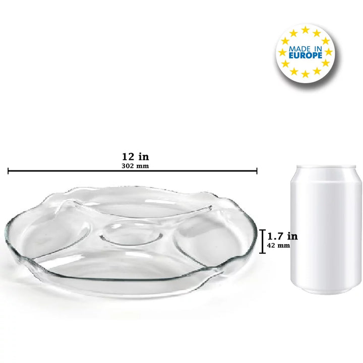 Pasabahce Glass Divided Serving Tray, 5 Section Platter