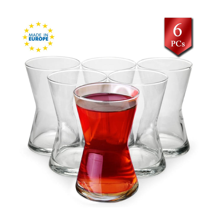 Lav Turkish Tea Glasses, Hot Beverages Cups Set of 6, 4.7 oz