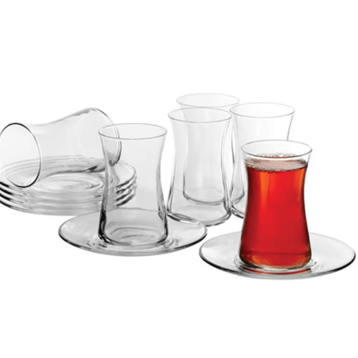 Lav Round Glass Turkish Tea Saucers, 4.5 in