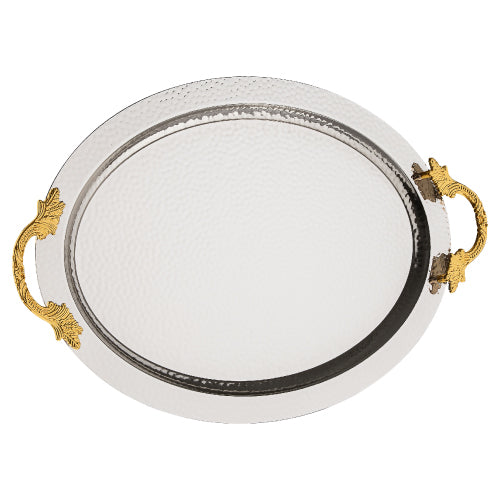 Metal Oval Presentation Tray, Gold and Silver Options, 19.7" x 13"