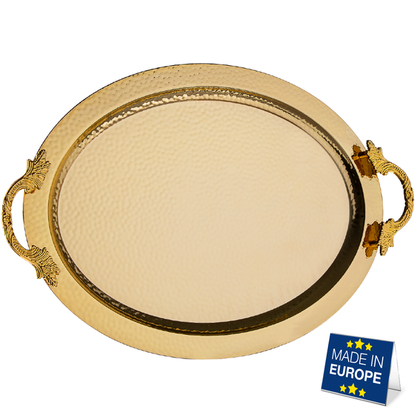 Metal Oval Presentation Tray, Gold and Silver Options, 19.7" x 13"