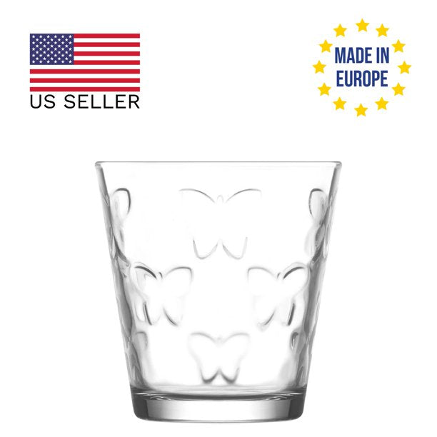 Butterfly Design Drinking Glasses Set, 6 Pcs, 8.5 Oz