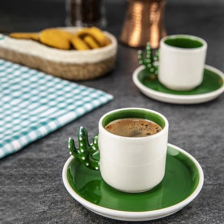 Cactus Design Ceramic Espresso Mug Set, 12 Pcs, 3.75 Oz