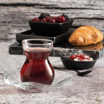 Dantel Turkish Teacups and Plates, 12 Pcs, 5.5 Oz (140 cc)