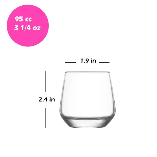 Lav Liqueur Glass Set, Glassware Set, 6 Pcs, 3.25 Oz (95 cc)