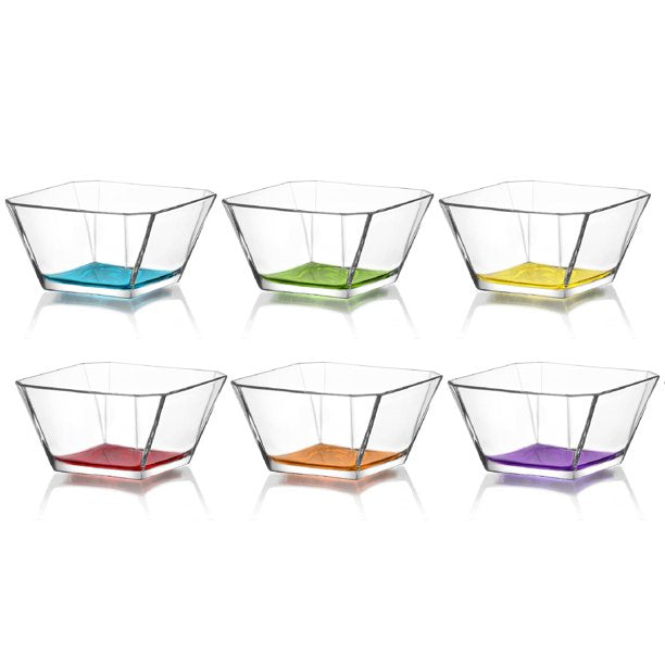 Karen Small Glass Bowl Set with Painted Base, 6 Pcs, 10.2 Oz