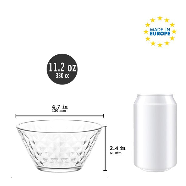 Lav Glass Small Round Bowls for Kitchen, 11.25 oz (330 cc)