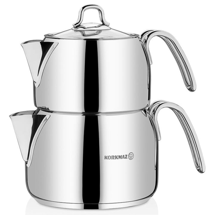 Korkmaz Perla Stainless Steel Teapot Set with Handles