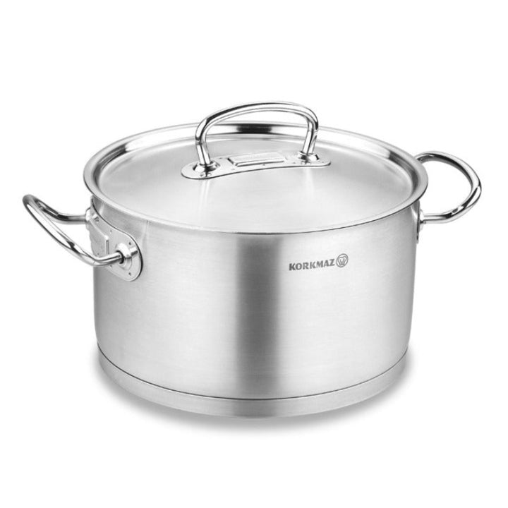 Korkmaz Deep Stainless Steel Casserole with Lid, Cooking Pot