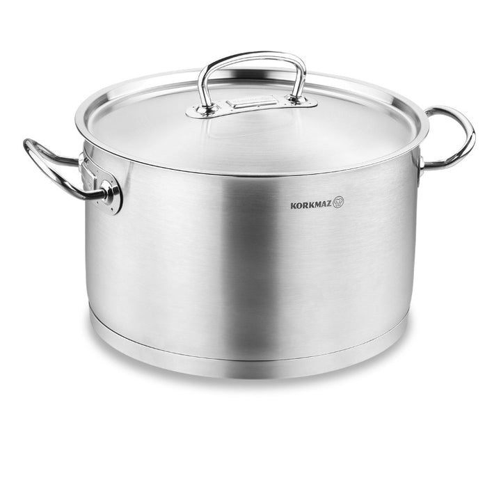 Korkmaz Deep Stainless Steel Casserole with Lid, Cooking Pot