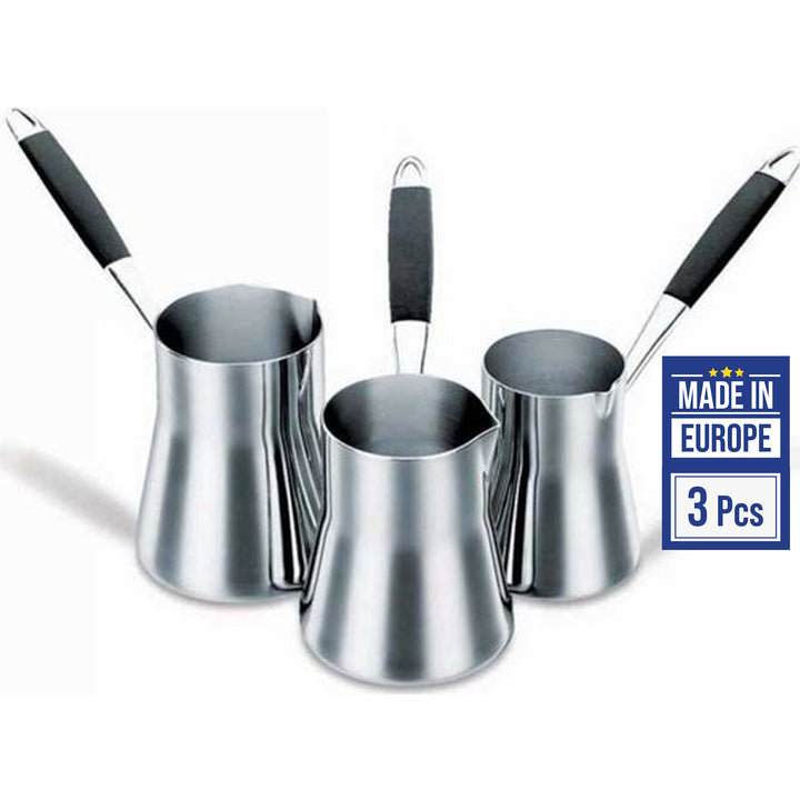 Korkmaz Flora 3-Pcs Stainless Steel Turkish Coffee Pot Set