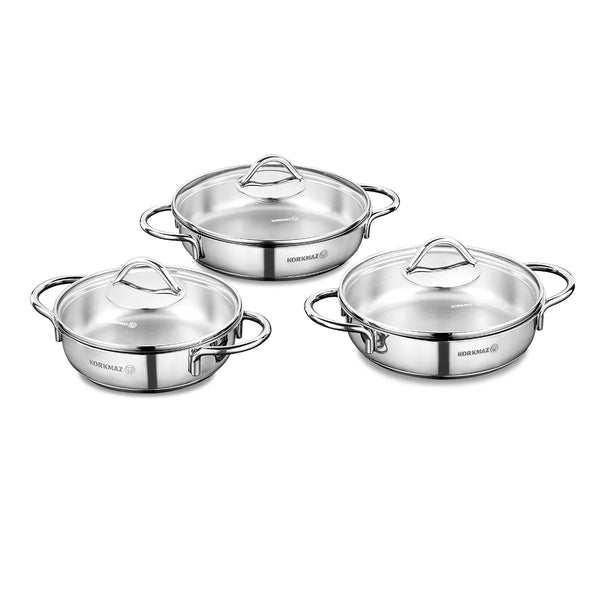 Korkmaz Tombik Stainless Steel Omelet Set, Cooking Pot 6 Pcs