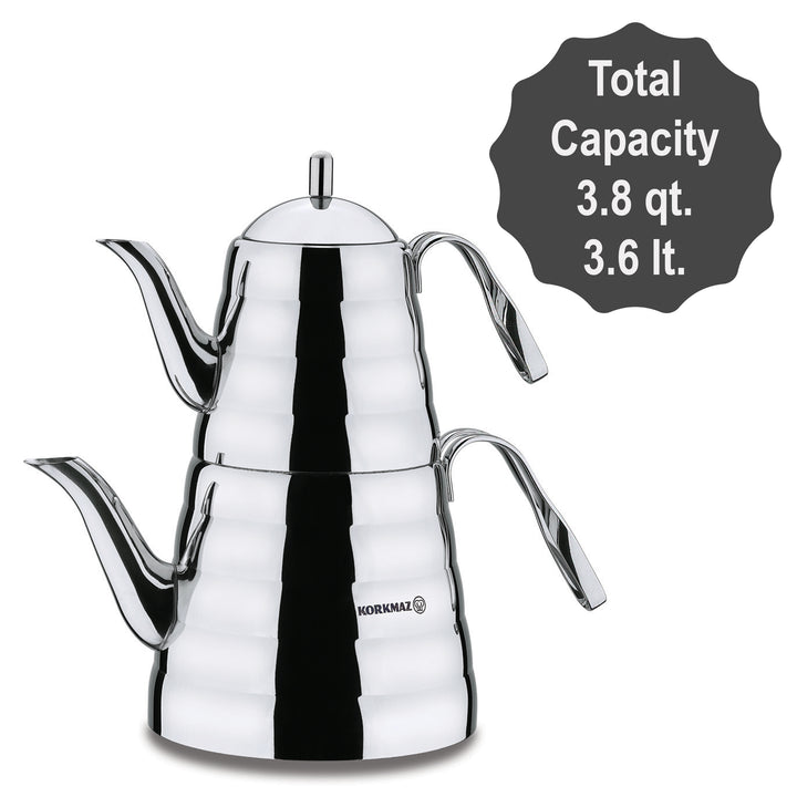 Korkmaz Petra Stainless Steel Teapot Set with Metal Handles