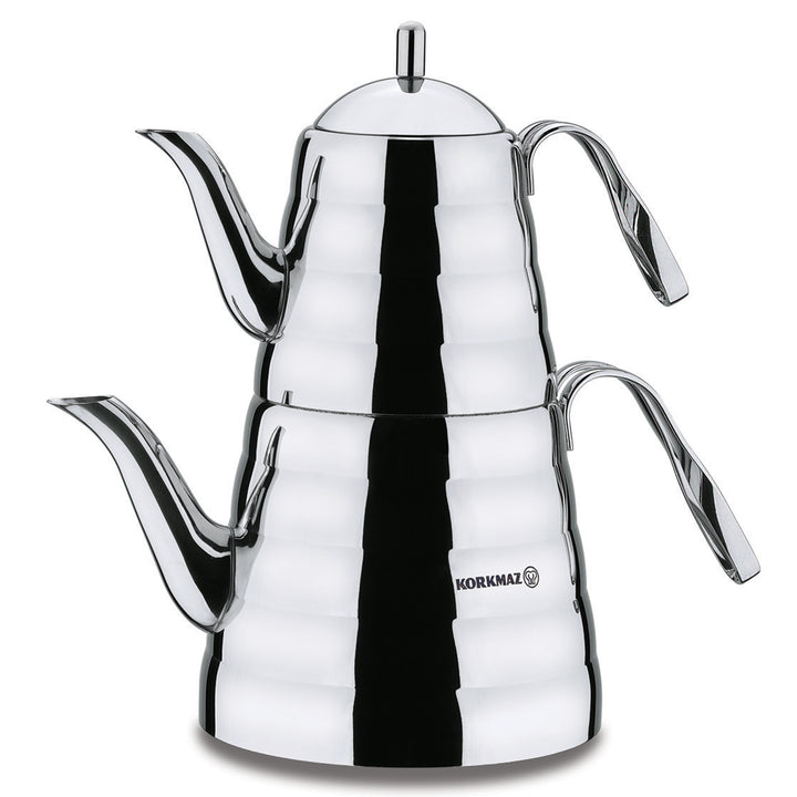 Korkmaz Petra Stainless Steel Teapot Set with Metal Handles