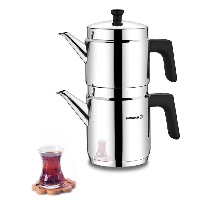 Korkmaz Proline Stainless Steel Turkish Tea Pot Set