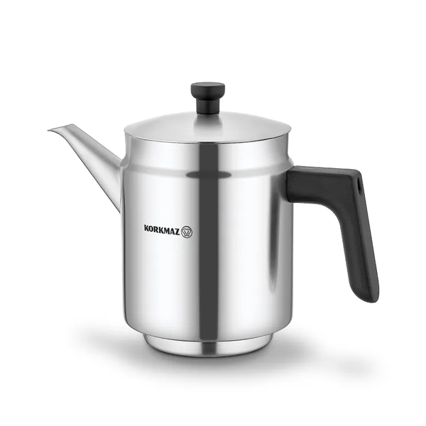 Korkmaz Proline Stainless Steel Teapot with Bakelite Handle for Stovetop, Silver, 2.1 Qt