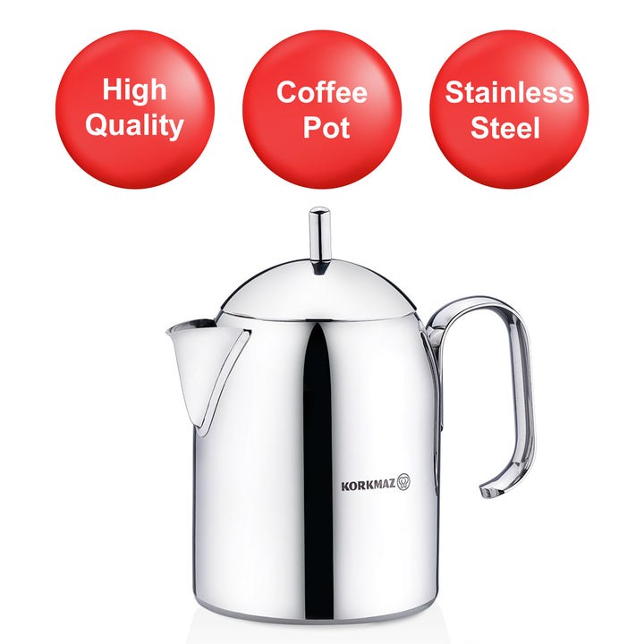 Korkmaz Pera Stainless Steel Coffeepot with Handle, 0.9 qt