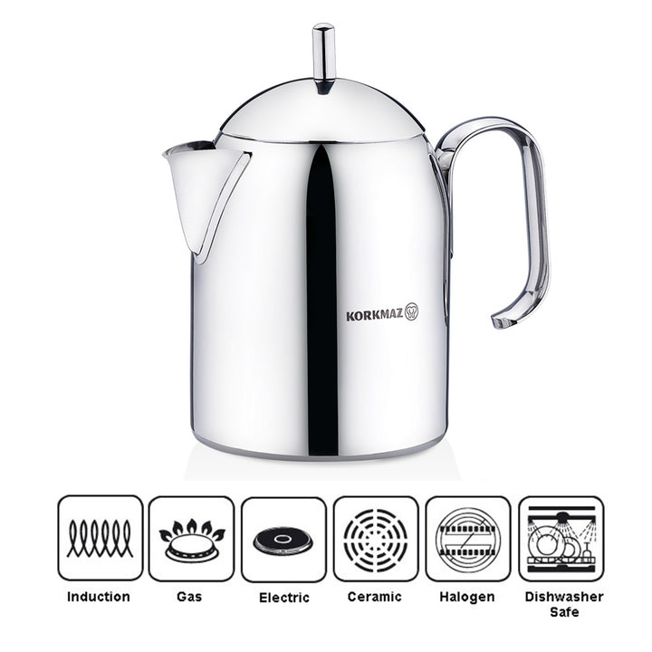 Korkmaz Pera Stainless Steel Coffeepot with Handle, 0.9 qt