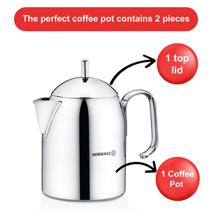 Korkmaz Pera Stainless Steel Coffeepot with Handle, 0.9 qt