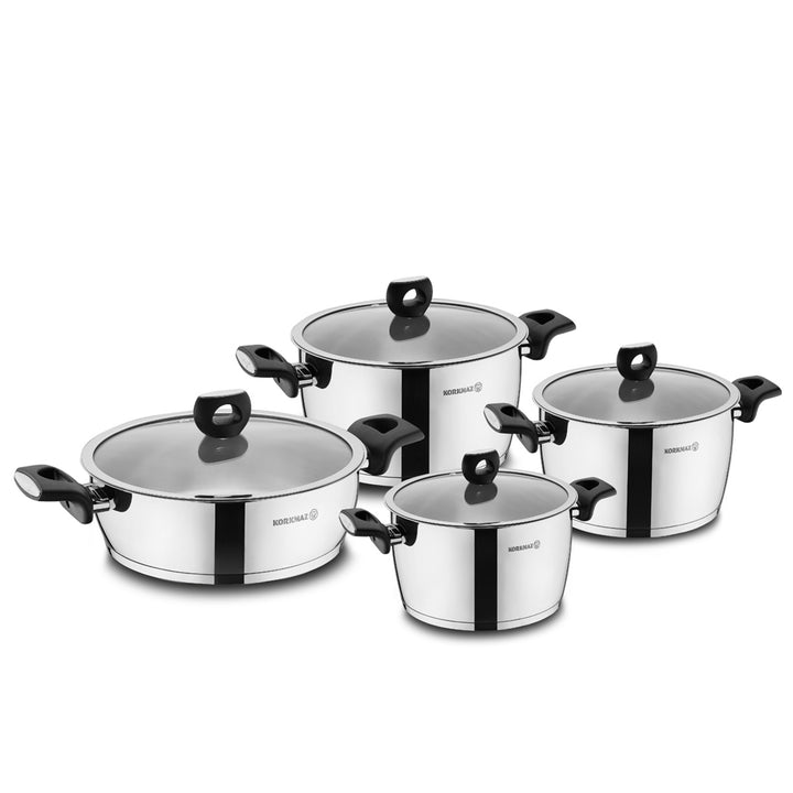 Korkmaz Nora 8-Piece Stainless Steel Cookware Set, Silver