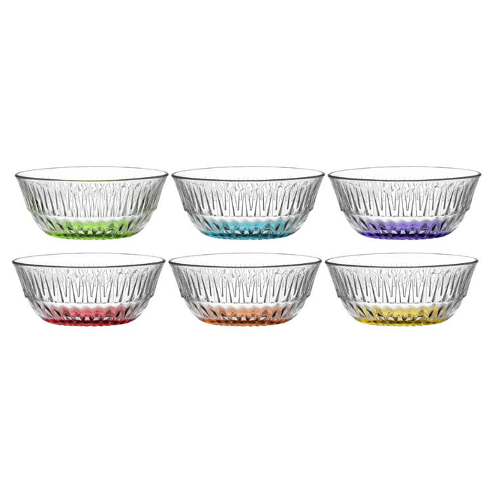 Lav Glass Pinch Bowls with Painted Bottoms, 6 Pcs, 11.75 OzLav Glass Pinch Bowls with Painted Bottoms, 6 Pcs, 11.75 Oz