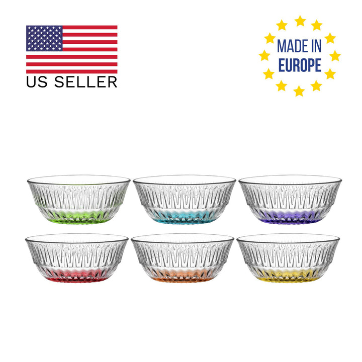 Lav Glass Pinch Bowls with Painted Bottoms, 6 Pcs, 11.75 OzLav Glass Pinch Bowls with Painted Bottoms, 6 Pcs, 11.75 Oz