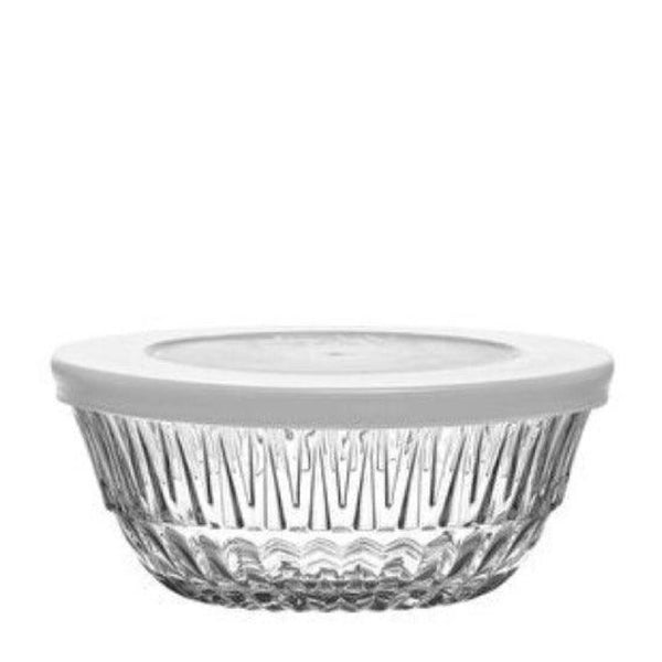 Lav Glass Bowls with White Lids, 6 Pcs, 11.75 Oz, 345 cc