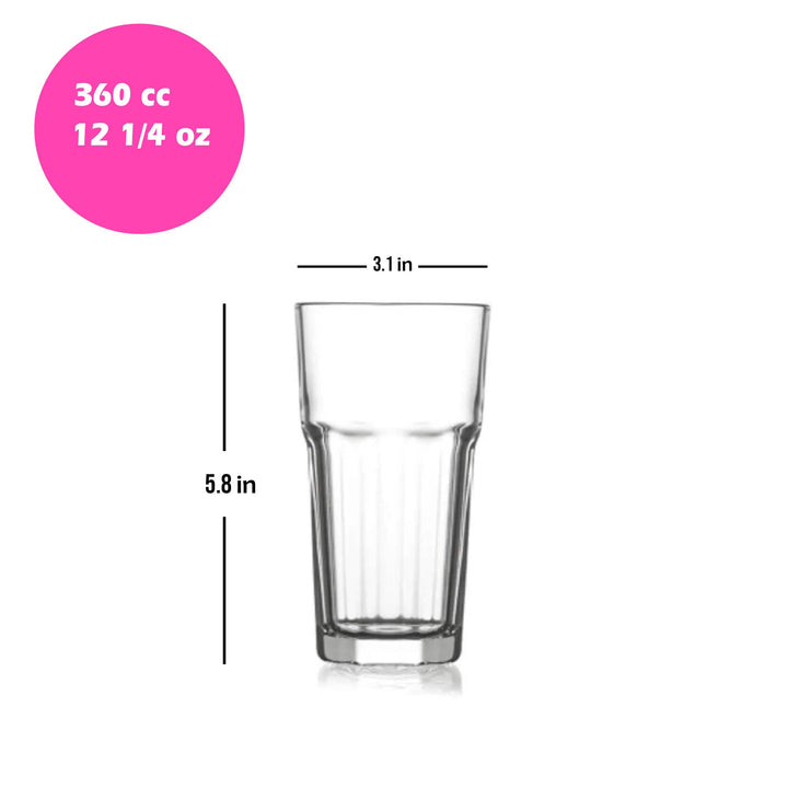 Lav Aras Long Drinking Glass Set, 6 Pcs, 12.25 Oz (360 cc)