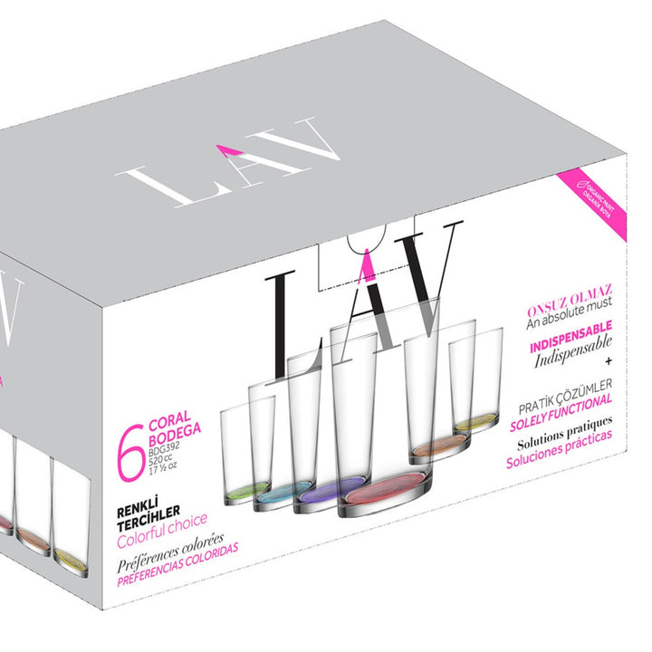 Lav Bodega Painted Glass Set, 6 Pcs, 17.5 Oz (520 cc)