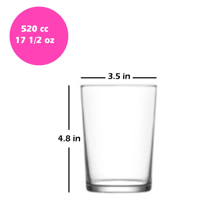 Lav Bodega Long Glass Set, 6 Pcs, 17.5 Oz (520 cc)