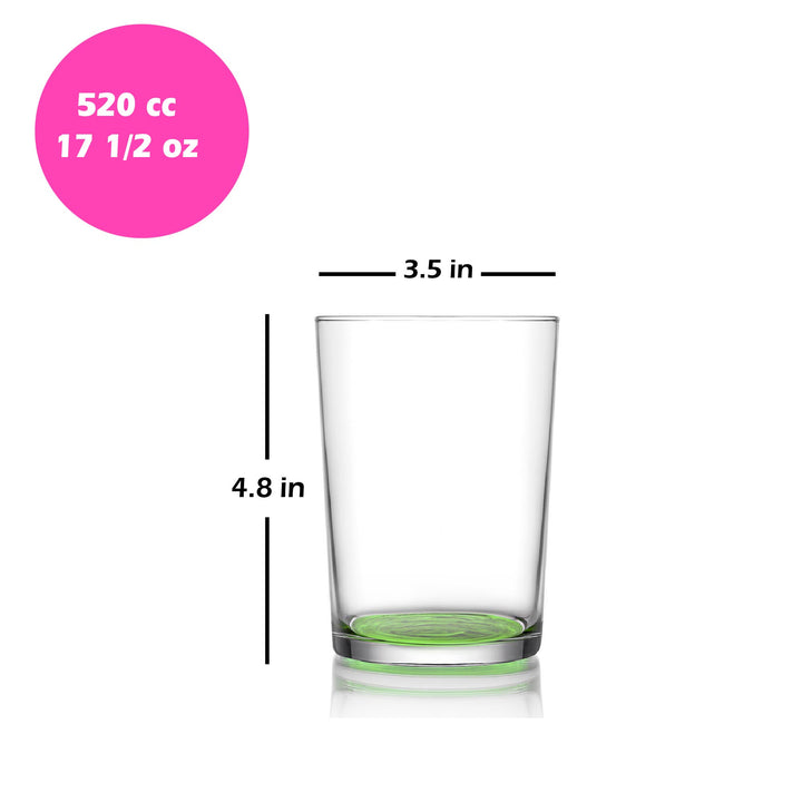 Lav Bodega Glasses with Painted Base, 6 Pcs, 17.5 Oz, 520 cc