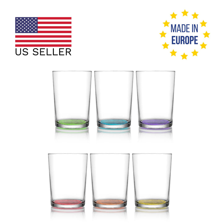 Lav Bodega Glasses with Painted Base, 6 Pcs, 17.5 Oz, 520 cc