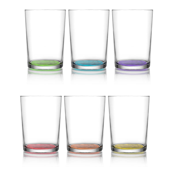 Lav Bodega Glasses with Painted Base, 6 Pcs, 17.5 Oz, 520 cc