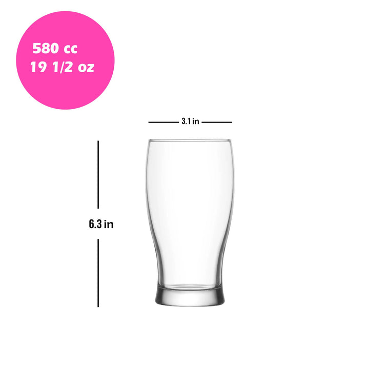 Lav Belek Beer Glass Set, 6 Pcs, 19.5 Oz (330 cc)