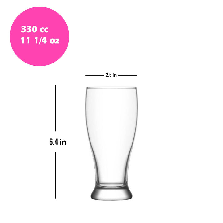 Lav Brotto Beer Glass Set, 4 Pcs, 11.25 Oz (330 cc)