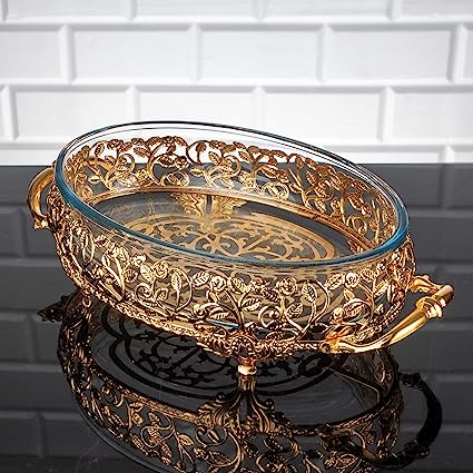 Glass Oven Tray and Decorative Serving Holder for Living Room