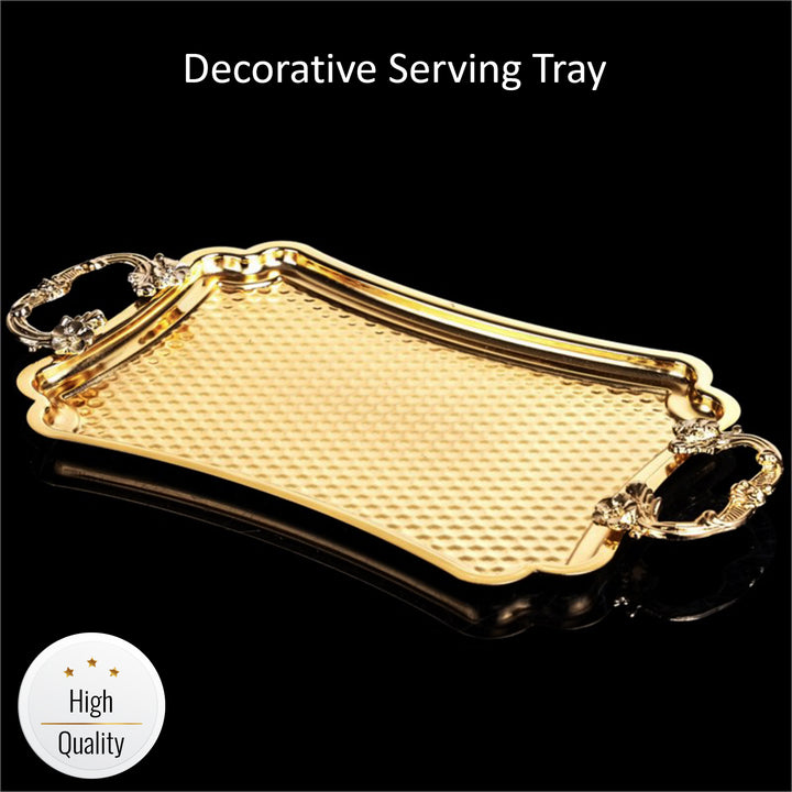 Retro Tray with Hammered and High Edges, 14.2x7.9 in