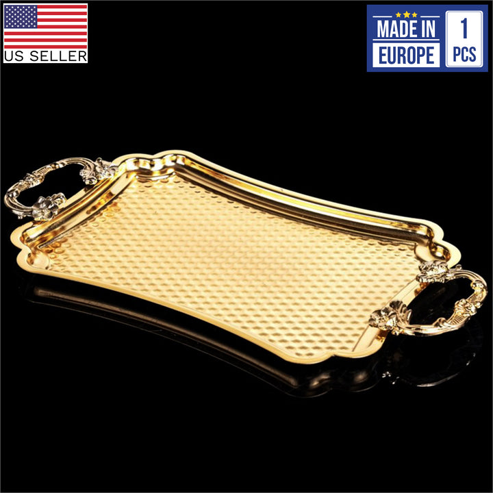 Retro Tray with Hammered and High Edges, 14.2x7.9 in