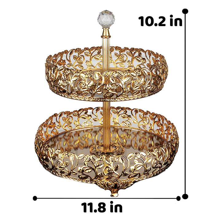 Handmade Two Tier Mirrored Tray for Dessert Table, Fancy Jewelry Perfume Vanity Stands for Gift