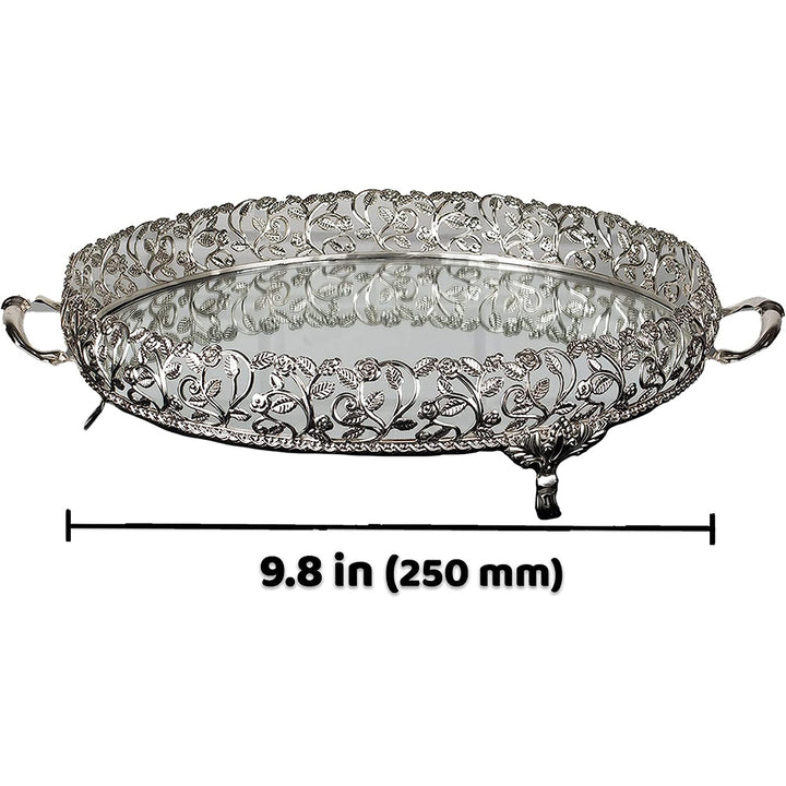 Handmade Metal Filigree Mirrored Tray for Gift