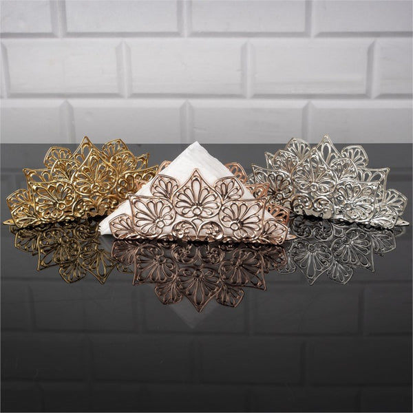 Handmade Triangle Fancy Metal Napkin Holder, 6.7 in