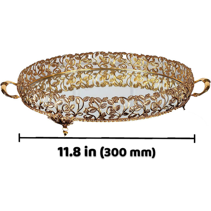 Handmade Metal Filigree Mirrored Tray for Gift HAKAN Handmade Metal Filigree Mirrored Tray for Gift HAKAN