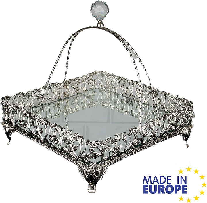 Metal Handmade Square Filigree Mirrored Basket for Gift